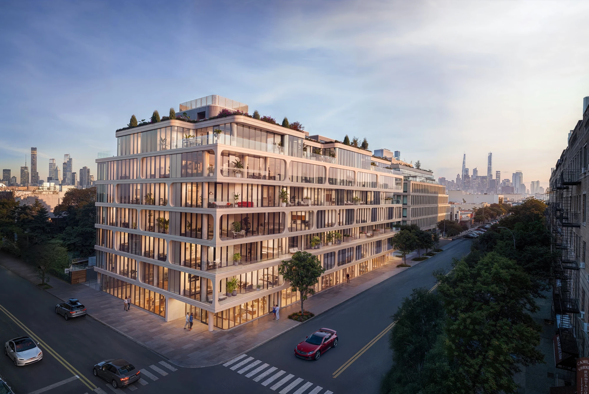 Modern residential building with large glass windows at 21-11 31st Street