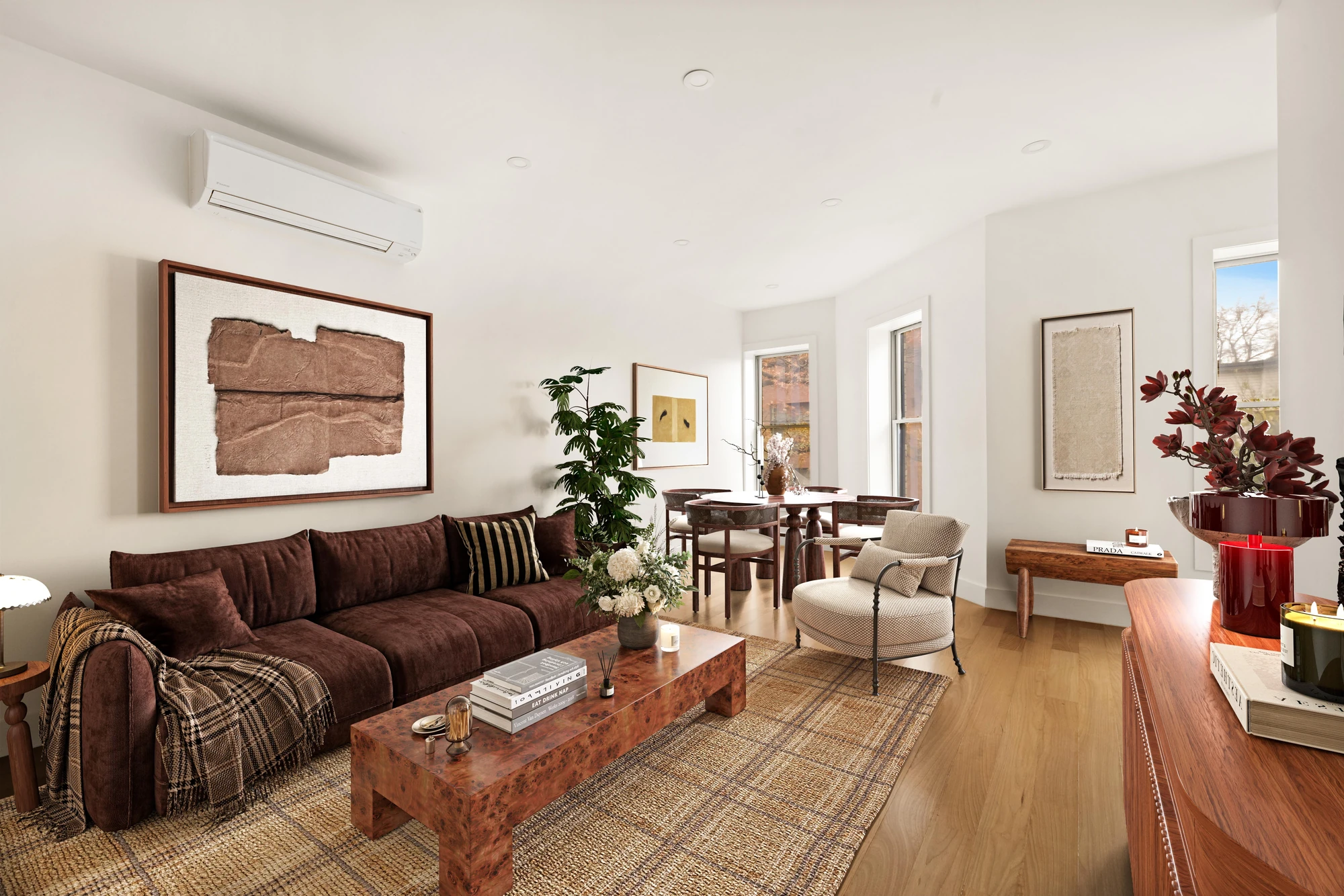 Warm living and dining area at 1230 Putnam Avenue
