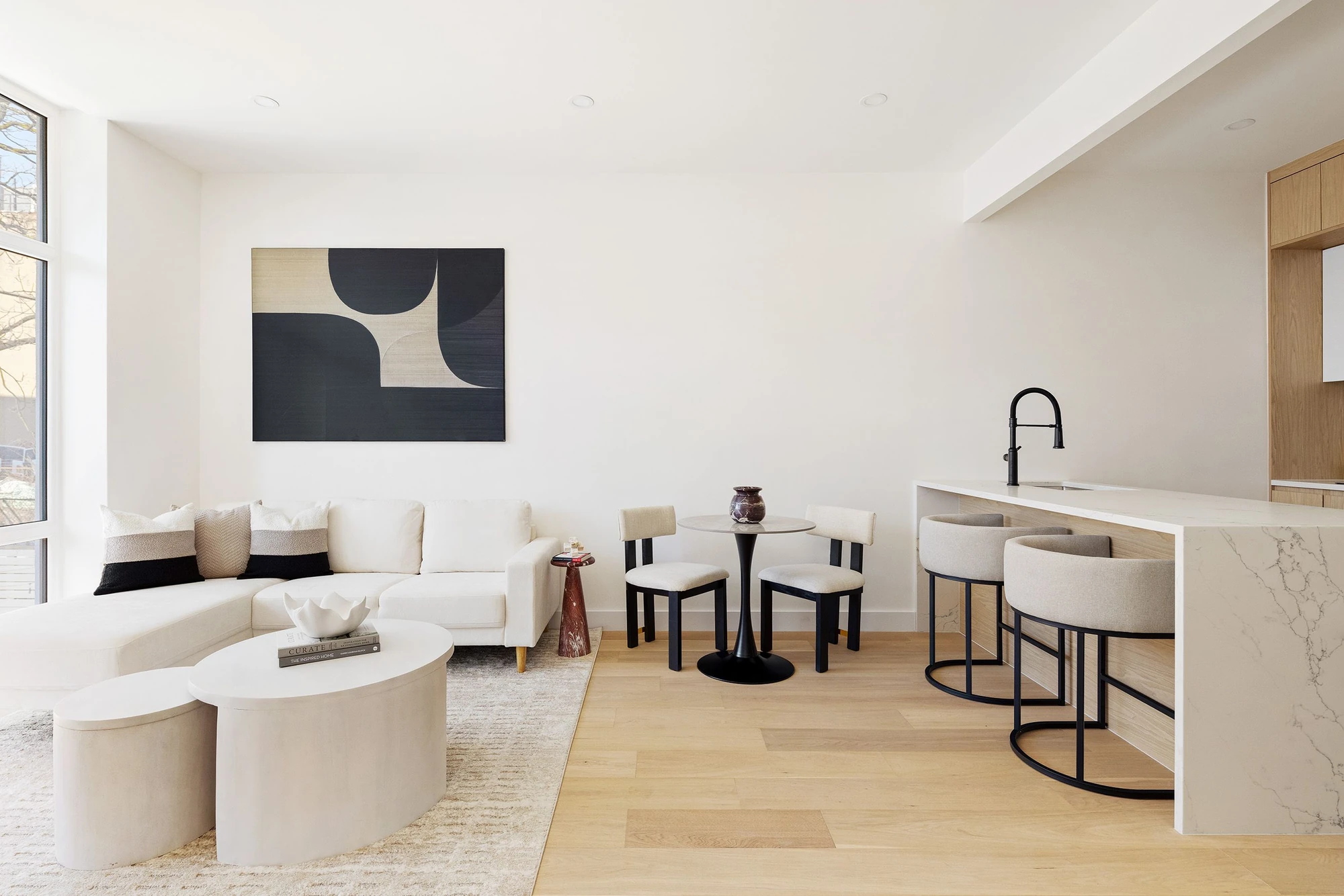 Modern open living and dining area at 301 Stockholm Street