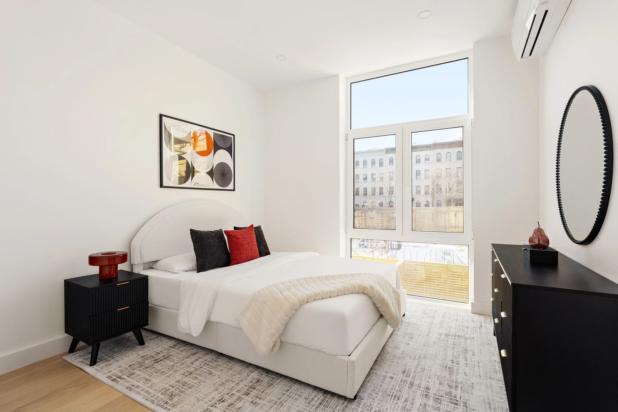 Bright bedroom with broad windows at 301 Stockholm Street