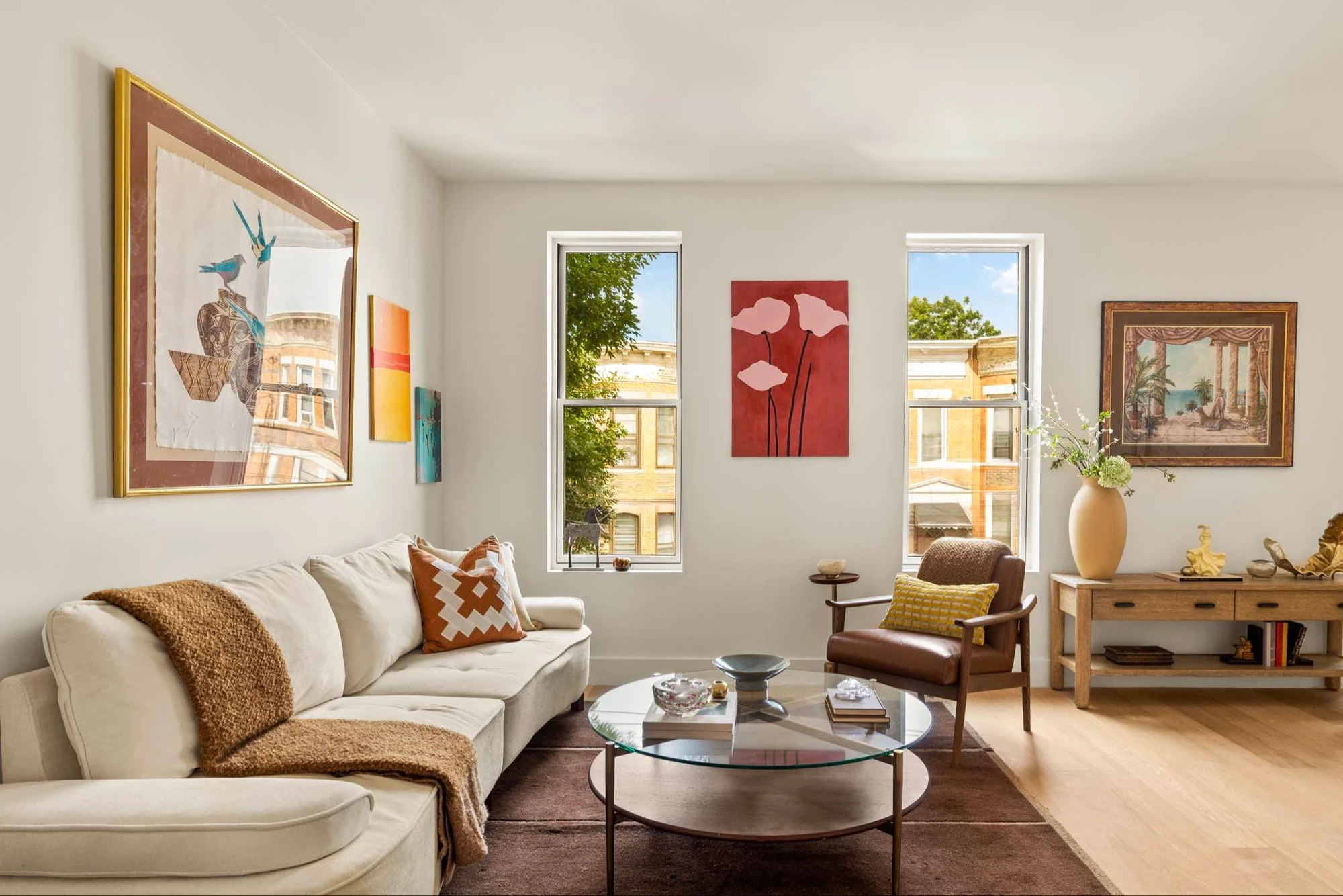 Seating area with light wood floors at 60-64 Catalpa Avenue #2A