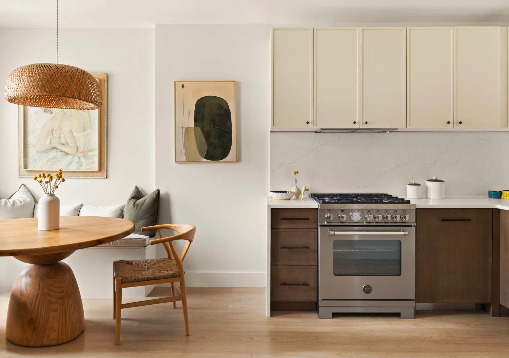 Kitchen with a stainless steel range and wood lower cabinets at 60-64 Catalpa Avenue #2A